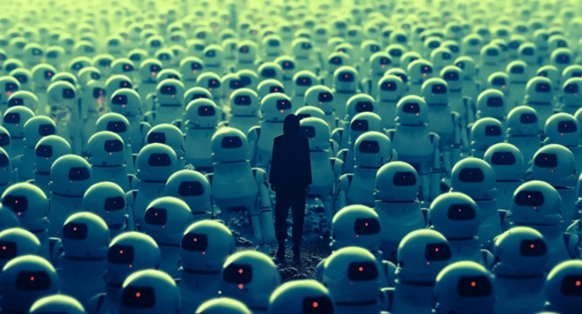 Human surrounded by bots